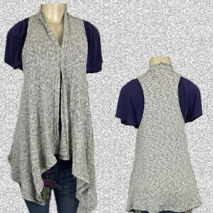 Coin 1904 S Gray Marled Swing Open Front Racerback Cotton Blend Sweater Vest